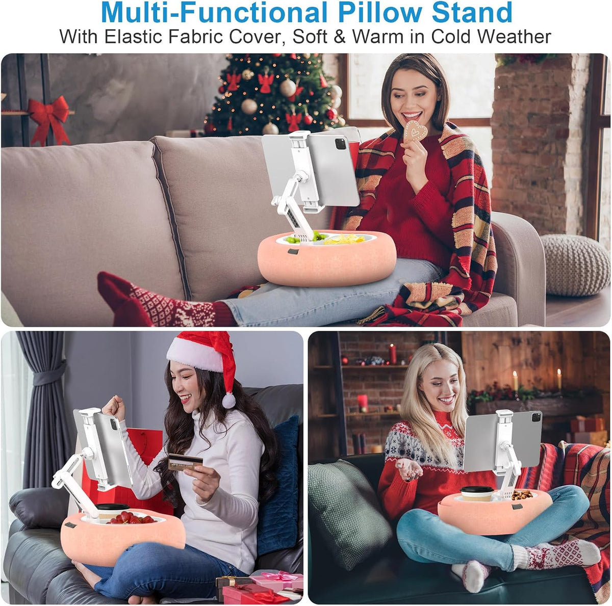 Versatile Waterproof Kindle Pillow Stand for Bed Couch Bathtub Pool Lounger, Portable Inflatable Kindle Holder with Detachable Fabric, Easy Care & Suit All Seasons, Fit 5-12.9'' Devices