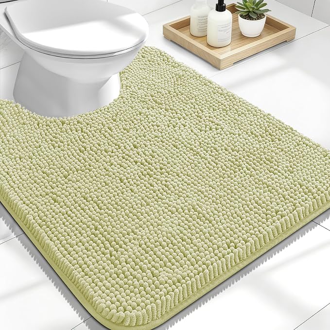 OLANLY Toilet Rugs U-Shaped 24x20, Extra Soft Absorbent Chenille Contour