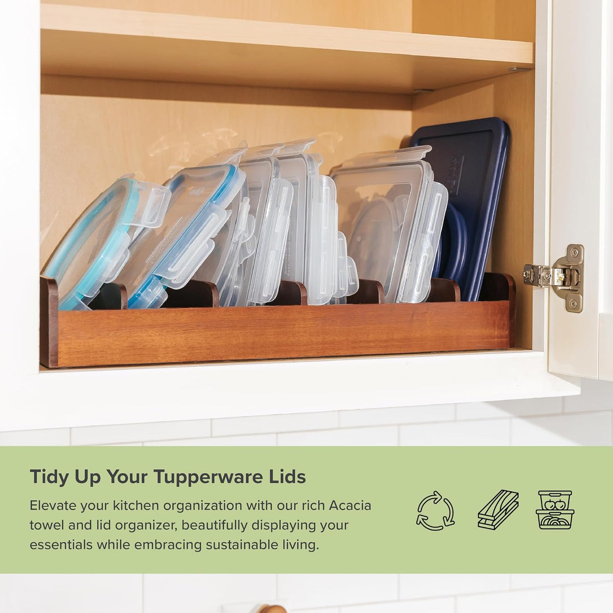 KitchenEdge Kitchen Towel & Storage Organizer, Acacia