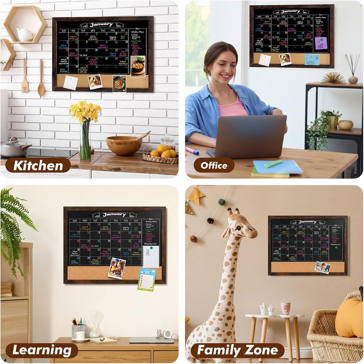 GOTIDEAL Chalkboard Calendar 24" x 18" Chalk Board for Wall
