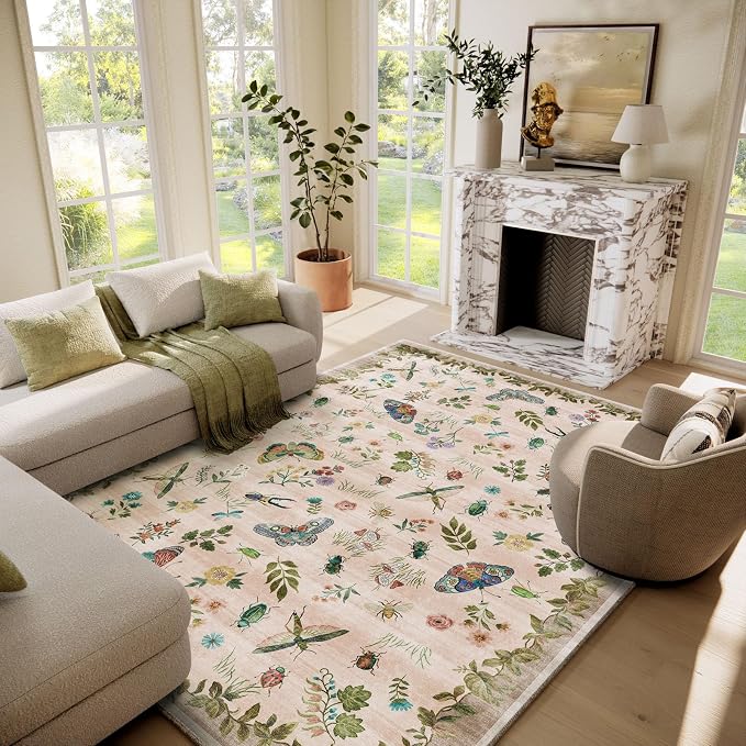 Machine Washable Rugs for Living Room: 6x9 Area Rugs Bedroom Rug Stain