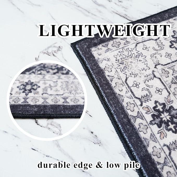 Hallway 2x8 Washable Runner Rug: Oriental Stain Resistant Kitchen Entryway Rugs