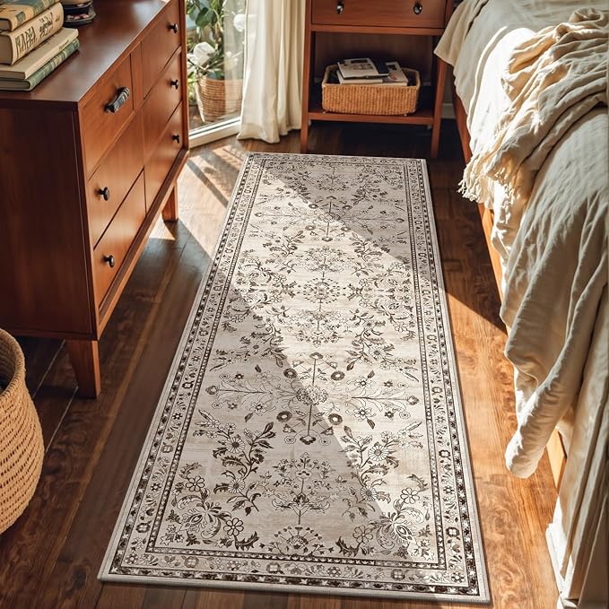 Yamaziot Washable Runner Rug 2x6 – Non Slip Boho Floral Hallway Runner Rug