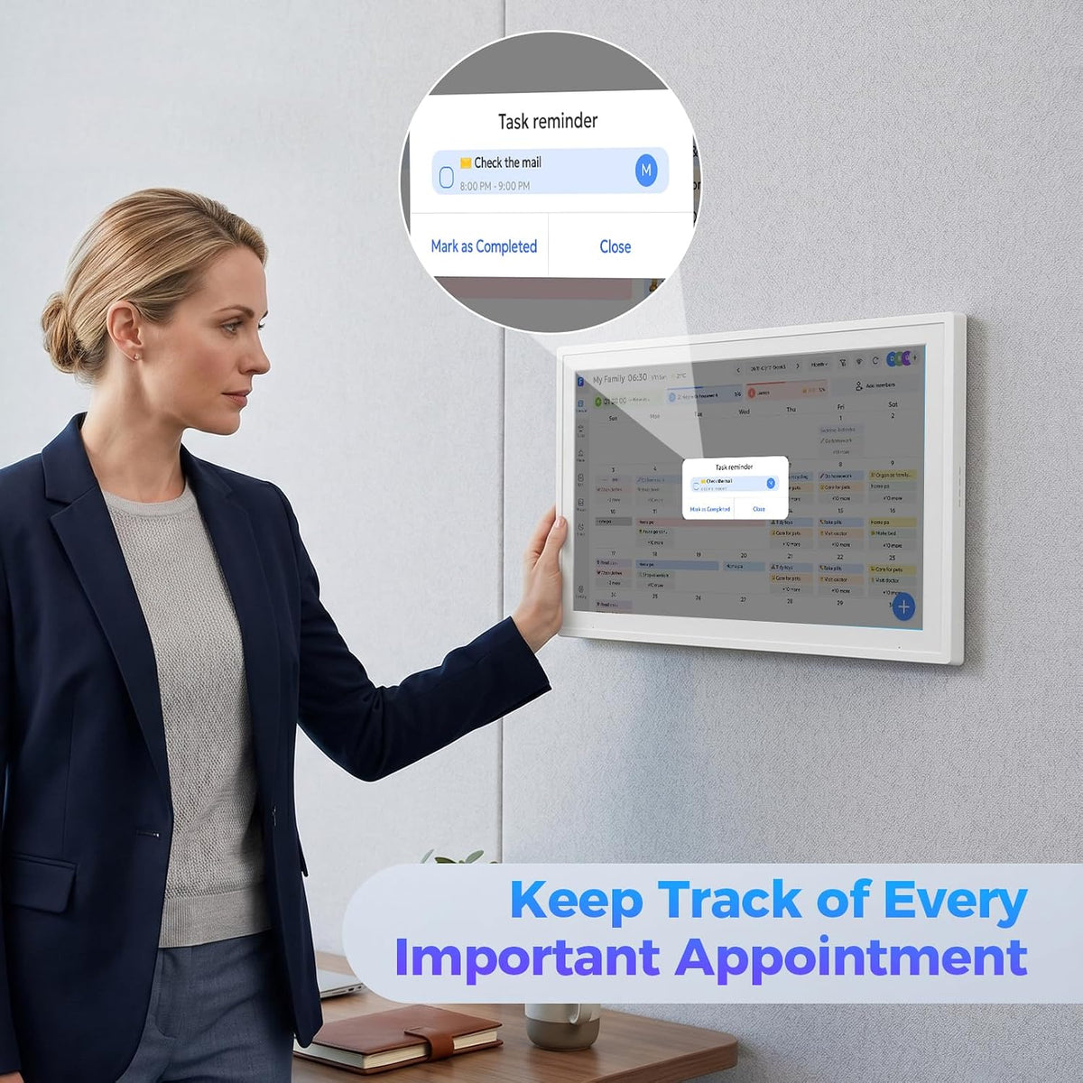 Digital Calendar 15.6 inch Wall Planner Electronic Calendars & Chore Chart, Smart Touchscreen Display for Family Office Schedule & Routine, Meal Planning, No Subscription, Wall & Desk Mountable Gifts
