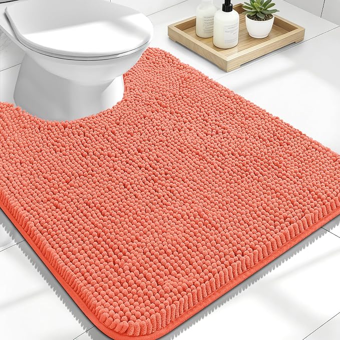 OLANLY Toilet Rugs U-Shaped 24x20, Extra Soft Absorbent Chenille Contour