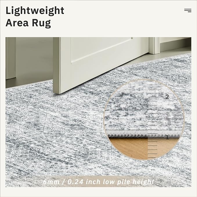 Soalmost 6x9 Area Rug for Living Room Washable 6x9 Gray Rug Non-Slip Modern