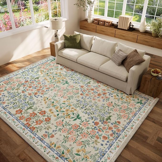 Machine Washable Rugs for Living Room: 6x9 Area Rugs for Bedroom Vintage Stain