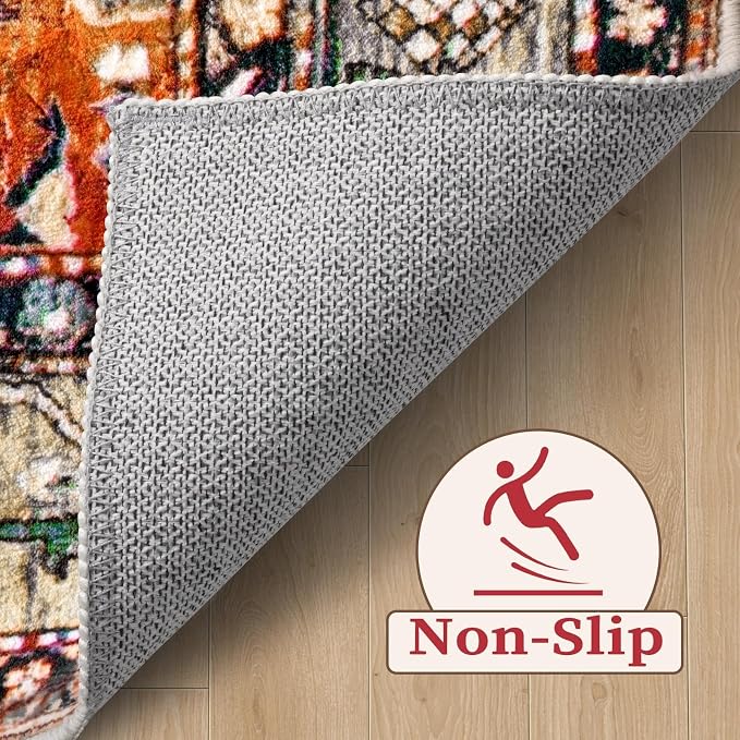 SERISSA Boho Area Rug for Entryway, 3x4 | Washable, Ultra Soft Print Distressed