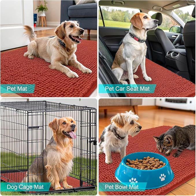 OLANLY Dog Door Mat for Muddy Paws 50x30, Absorbs Moisture and Dirt, Absorbent