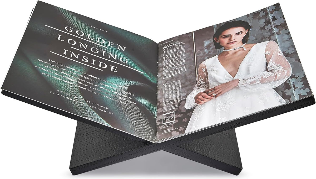 Honygebia Solid Oak Wood Book Stand, Cross Frame Open Display Holder
