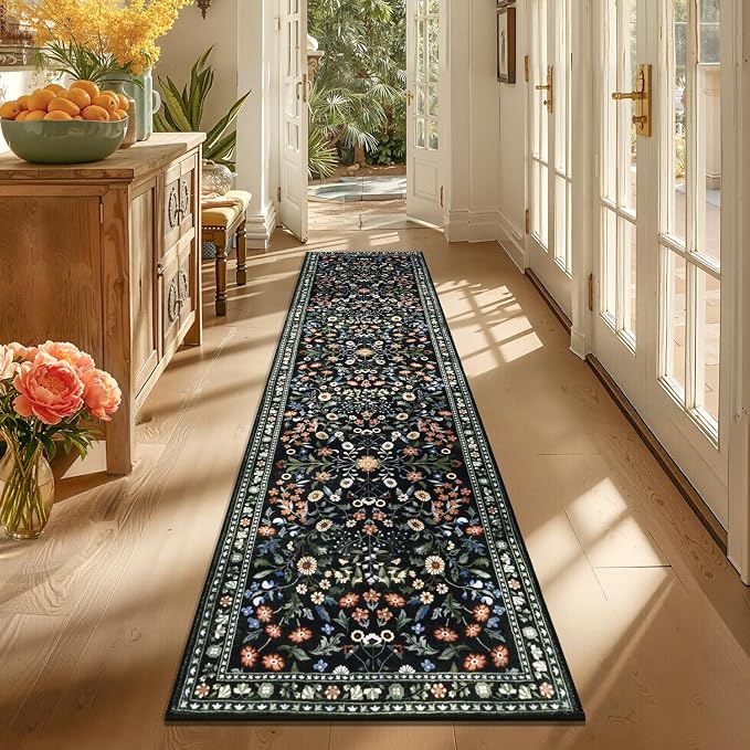 Yamaziot Washable Runner Rug 2x8 – Boho Non Slip Floral Hallway Runner Rug