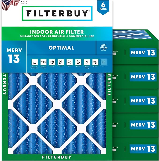 Filterbuy 12x18x4 Air Filter MERV 13 Optimal Smoke & Allergy Defense,