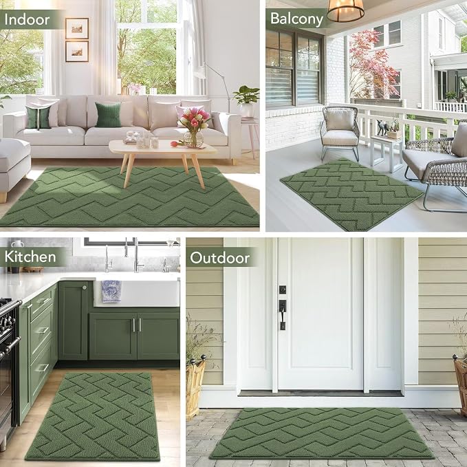hicorfe Indoor Door Mat, Non Slip Door Mats, Absorbent Resist Dirt Entrance