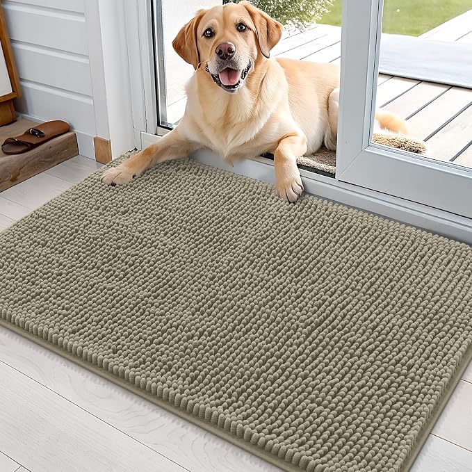 OLANLY Dog Door Mat for Muddy Paws 36x24, Absorbs Moisture and Dirt, Absorbent