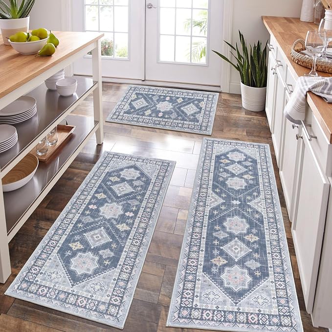 HEBE Boho Kitchen Rug Sets 3 Piece