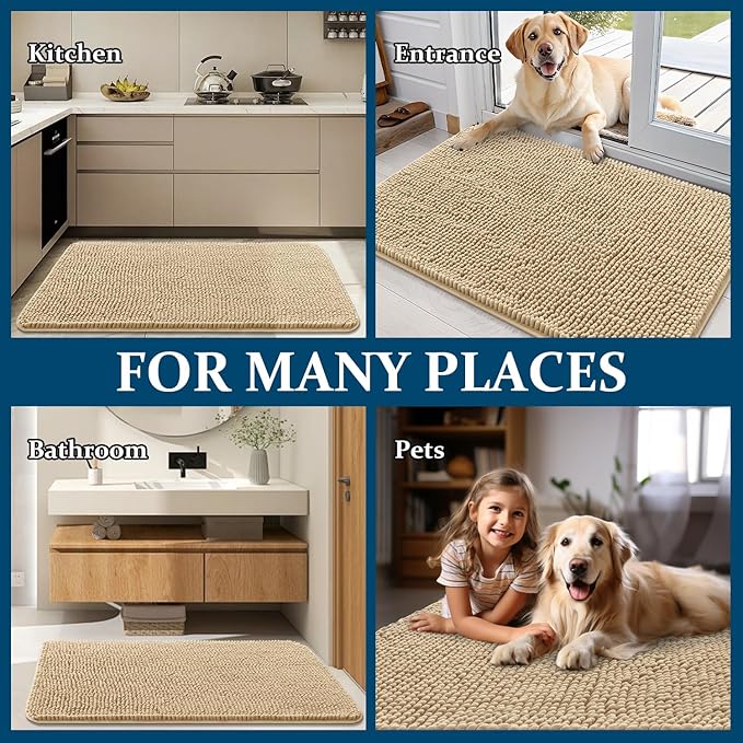 OLANLY Dog Door Mat for Muddy Paws 59x32, Absorbs Moisture and Dirt, Absorbent