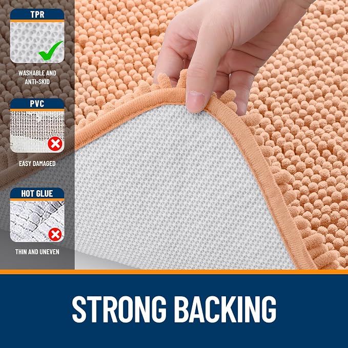 OLANLY Bathroom Rugs 30x20, Extra Soft Absorbent Chenille Bath Rugs, Rubber