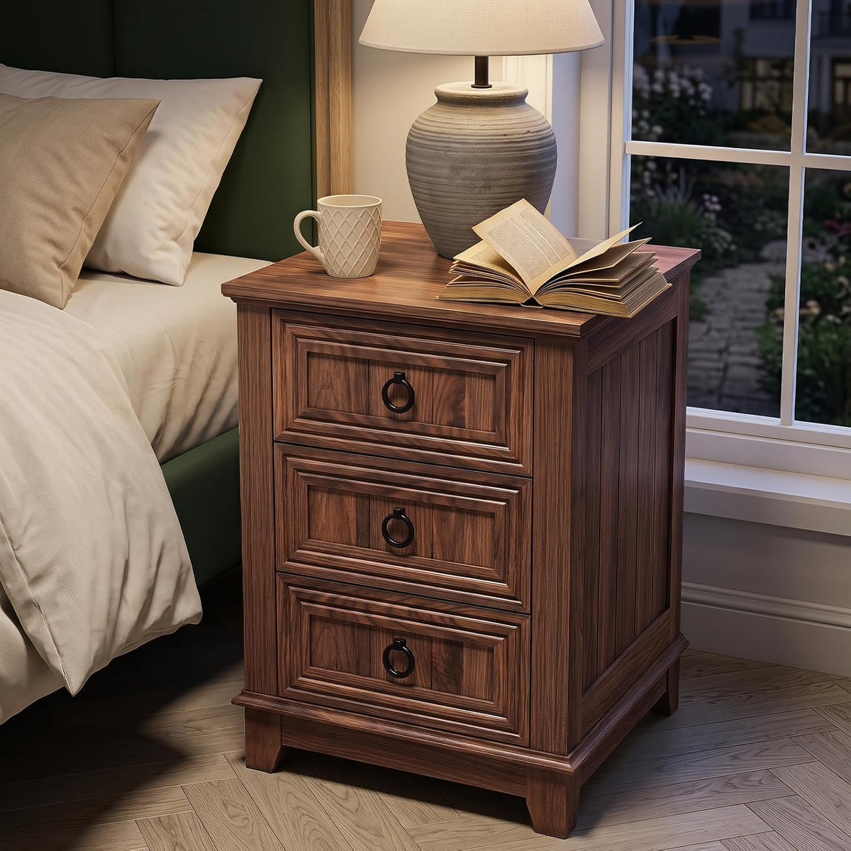 Joaxswe Farmhouse Nightstand Set 2, 18'' End Table