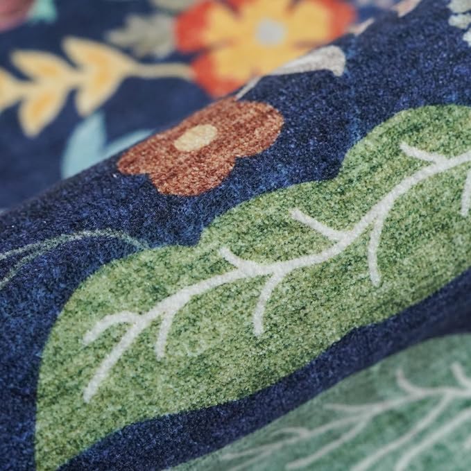 3x10 Long Hallway Runner Rug: Washable Wide 10ft Floral Low-Pile Carpet
