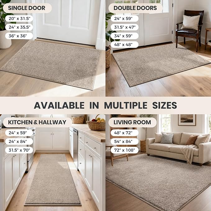 PURRUGS Dirt Trapping Door Mat 48" x 48", Non-Slip Machine Washable Entryway Rug