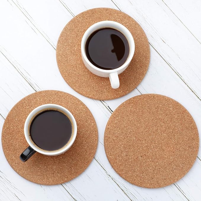 Boao 6 Pcs Round Cork Trivets for Hot Dishes, Hot Pots and Pans, 6 Inch | High