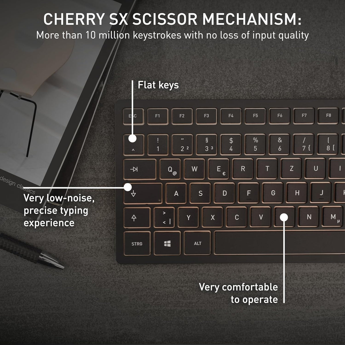 CHERRY DW 9100 Slim Wireless Keyboard and Mouse Office Combo, Rechargeable