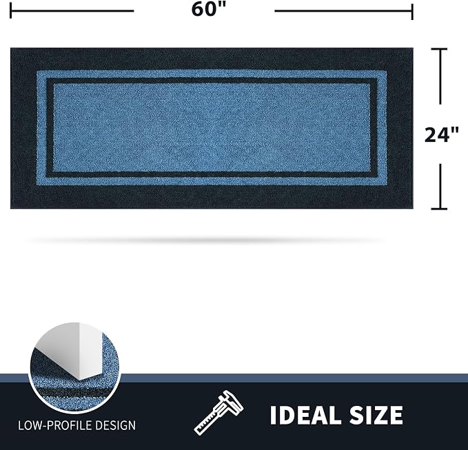 PURRUGS Dirt Trapping Door Mat 24" x 60", Non-Slip Machine Washable Entryway Rug