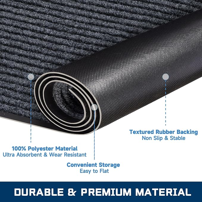 BesWin Indoor Outdoor Mat, Heavy Duty Commercial Floor Mat, Non Slip Rubber