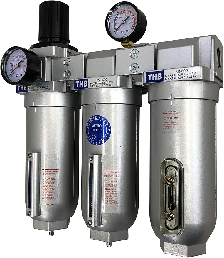 1" COMPRESSED AIR PARTICULATE FILTER WATER TRAP/PRESSURE REGULATOR/DESICCANT