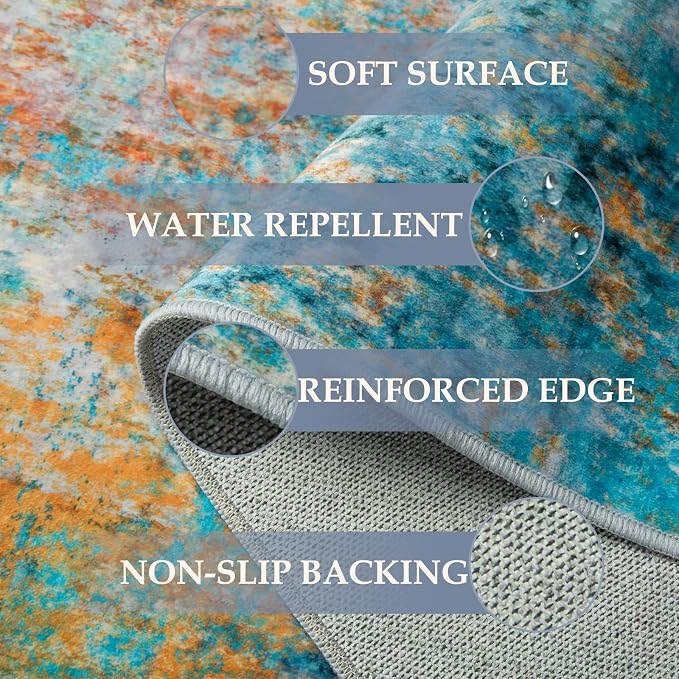 RELEANY Washable Area Rugs 9'x12' Non-Slip Modern Abstract Soft