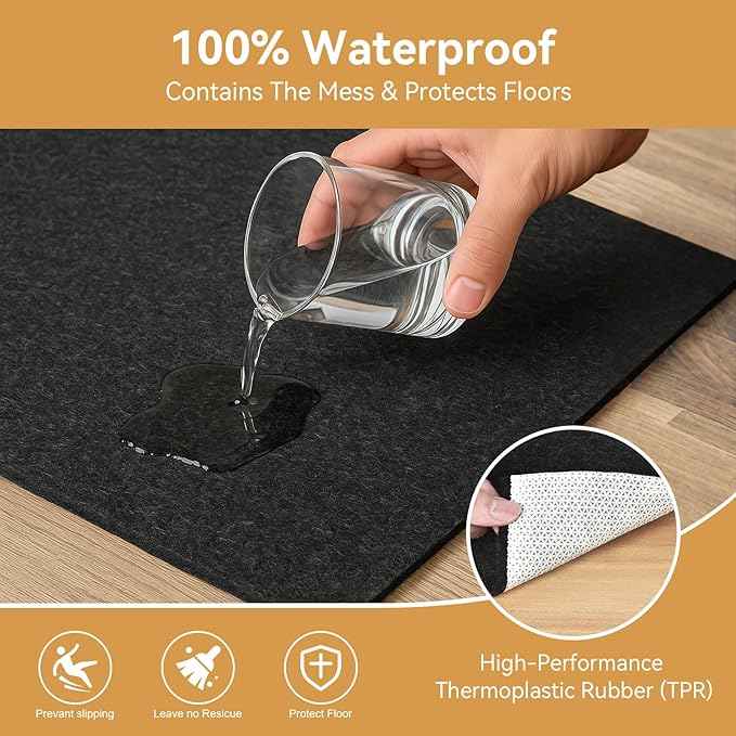 Deep Dream Dual Surface 7'x9' Rug Pad, Waterproof 1/8" Thick Felt + Natural