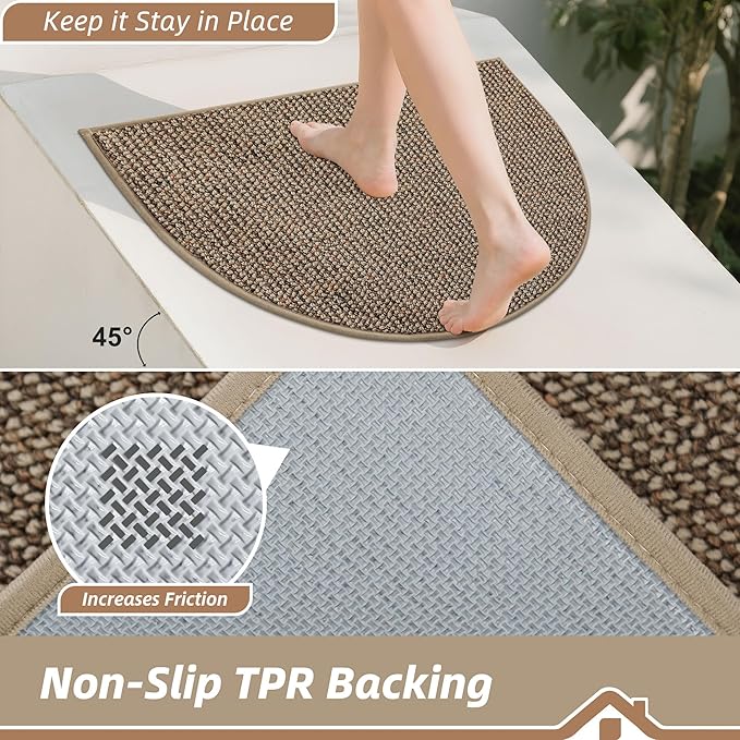 BEQHAUSE Dirt Trapper Door Mat 48" x 72" Half Circle Non Slip Washable Doormats