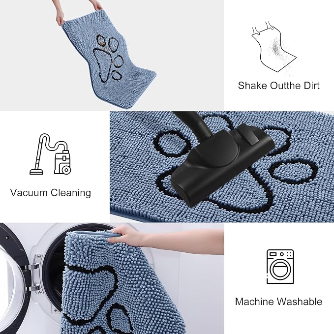 Smiry Dog Door Mat for Muddy Paws, Absorbent Dirt Trapper Non Slip Quick Dry