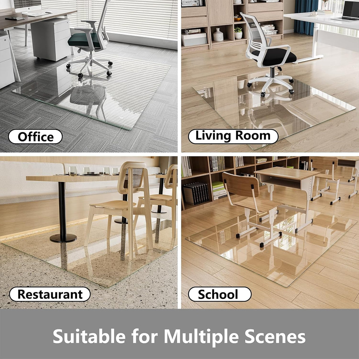 Koonmi Glass Chair Mat for Carpet, 36"x48" Thick Office Chair Mat
