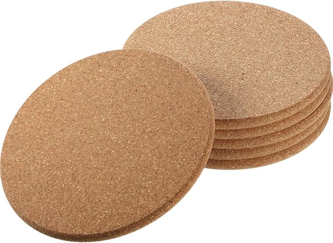 Boao 6 Pcs Round Cork Trivets for Hot Dishes, Hot Pots and Pans, 6 Inch | High