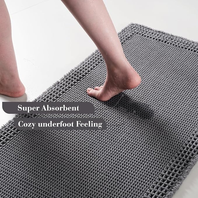 RESARE Waffle Bathroom Runner Rugs, Super Absorbent Bath Mat Non Slip Washable