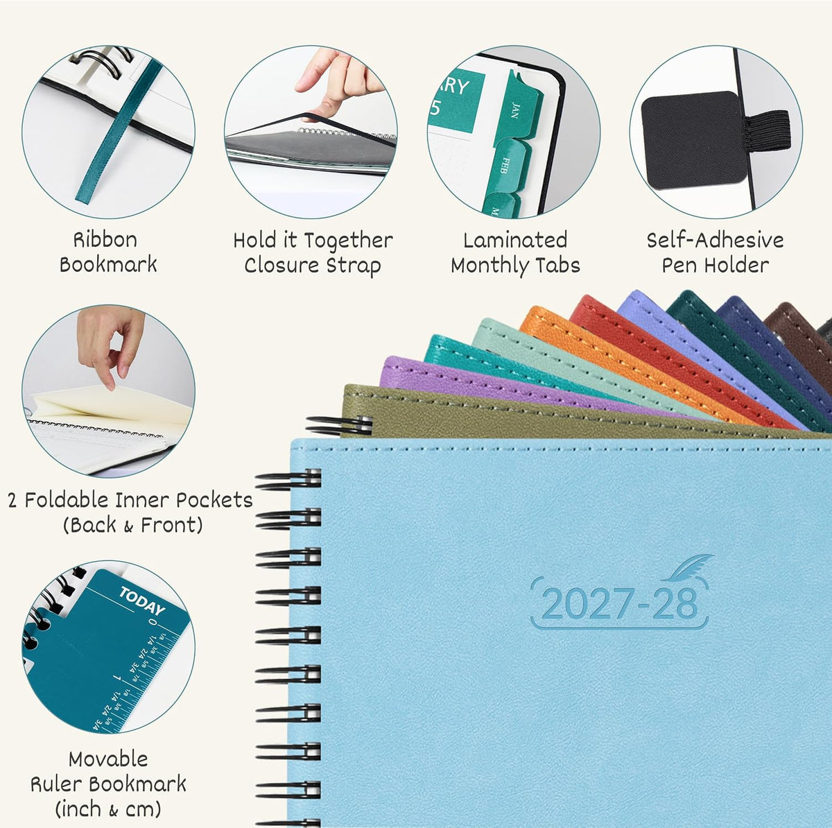 BEZEND Monthly Planner 2027-2028, 2-Year Calendar (8.5"x11") 120GSM Paper