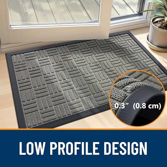 OLANLY Front Door Mat Outside Entrance 71x23, Heavy Duty Sturdy Natural Rubber