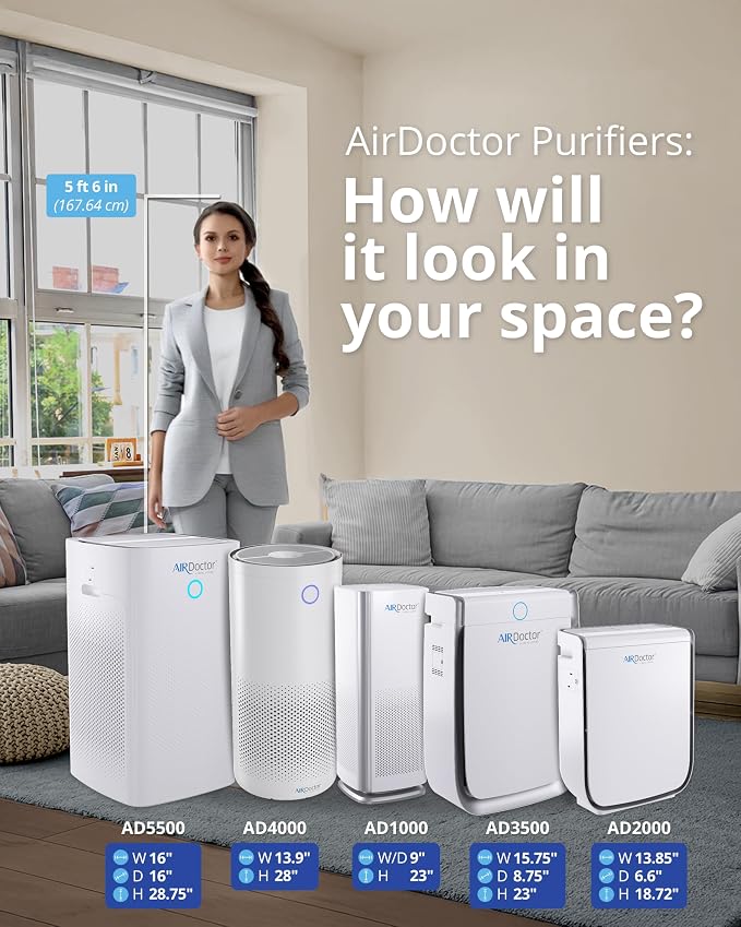 AIRDOCTOR AD2000 Air Purifier for Small & Medium Rooms and Small Bedrooms. 3