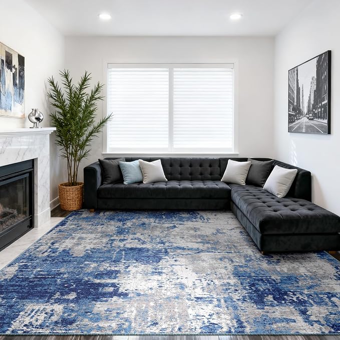 RELEANY Washable Area Rugs 10'x14' Non-Slip Modern Abstract Soft