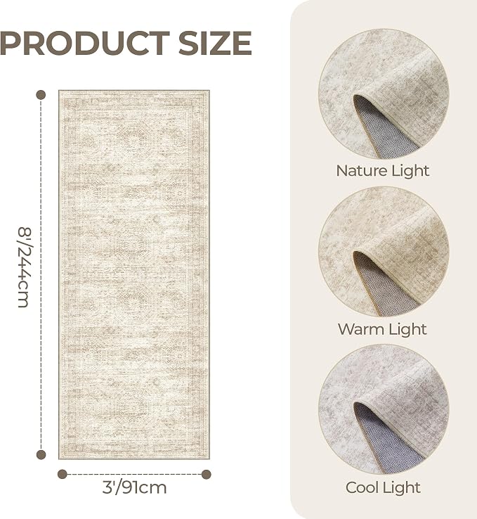 3x8 Runner Rug Non Slip Washable