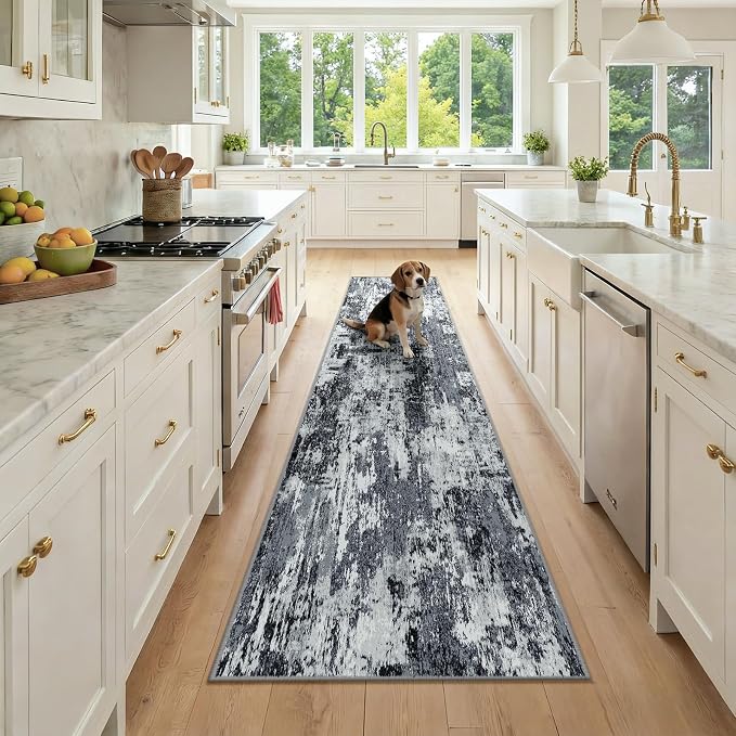 RELEANY Washable Area Rugs 2x9 Non-Slip Modern Abstract Soft