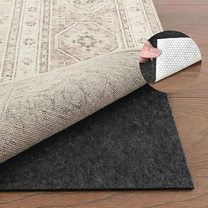 Deep Dream Dual Surface 2'x10' Rug Pad, Waterproof 1/8" Thick Felt + Natural
