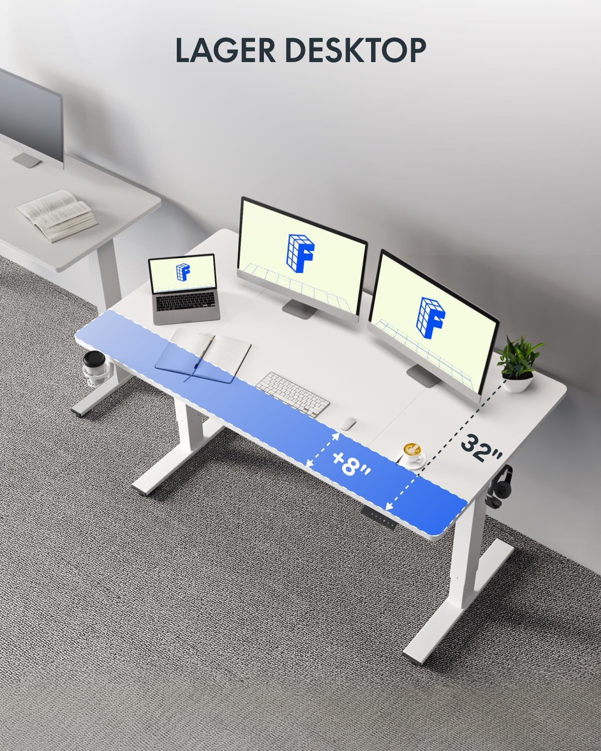 FLEXISPOT 63"x32" Height Adjustable Commercial Office Standing Desk