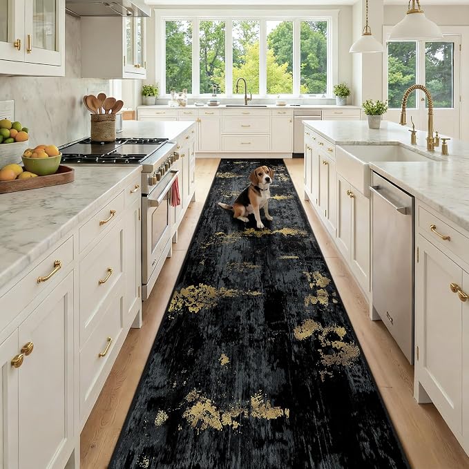 RELEANY Washable Area Rugs 2'6"x12 Non-Slip Modern Abstract Soft