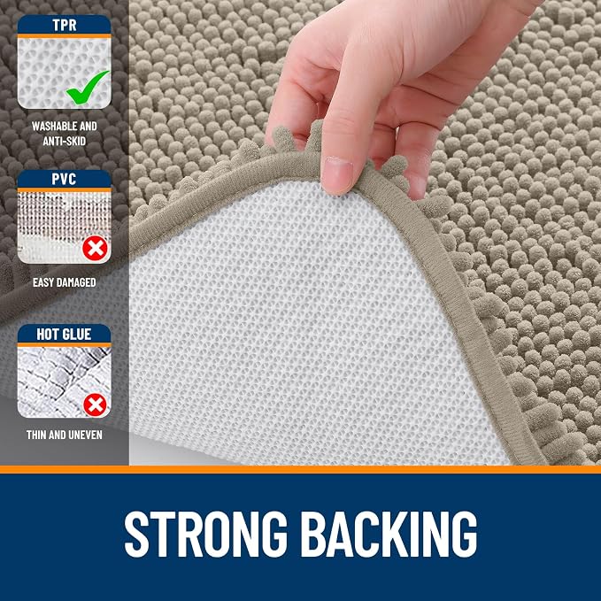 OLANLY Small Bathroom Rugs 24x16, Extra Soft Absorbent Chenille Bath Rugs