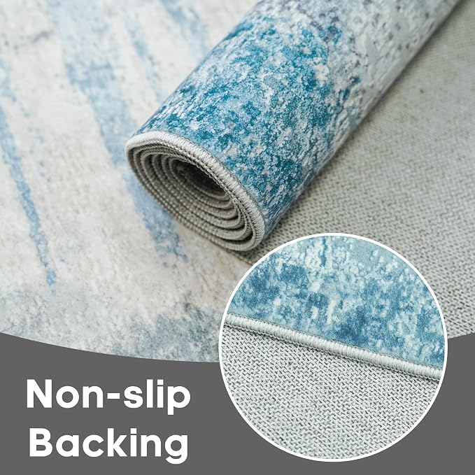 Abstract Rug Runners 2x8 Washable: Modern Rugs Non Slip