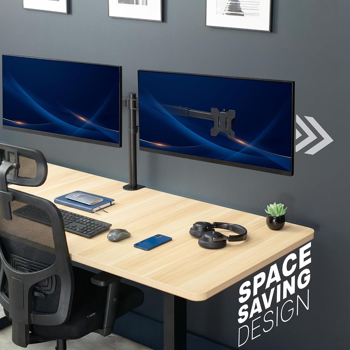 VIVO Black Dual Monitor Desk Mount for 27-38 in Ultrawides, STAND-TS38C