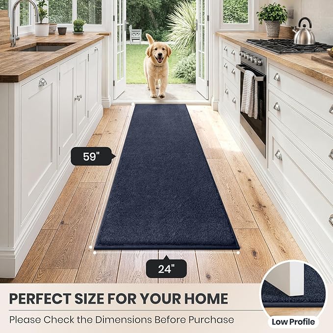 PURRUGS Dirt Trapping Door Mat 24" x 59", Non-Slip Machine Washable Entryway Rug