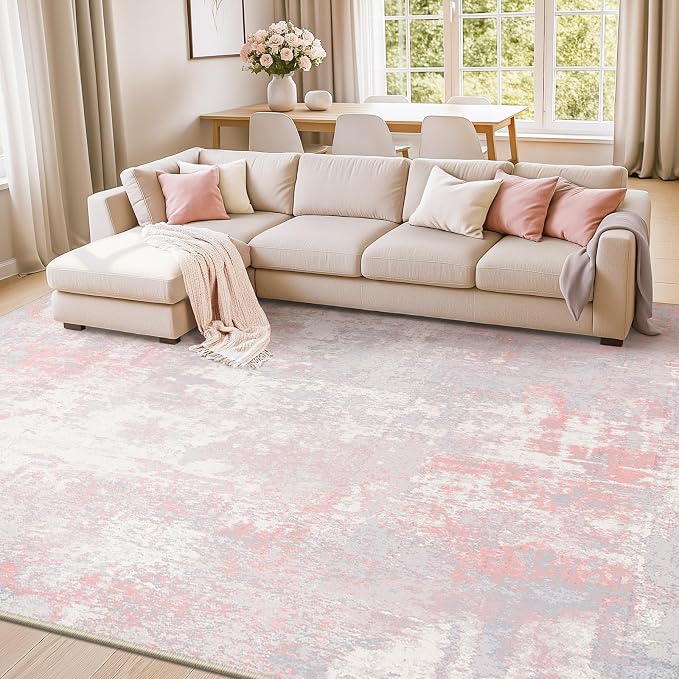 RELEANY Washable Area Rugs 8'x10' Non-Slip Modern Abstract Soft